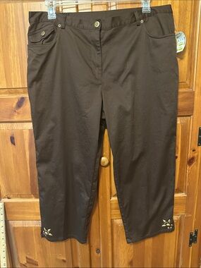 NWT Love Brown Cropped Pants with Embellished Hem